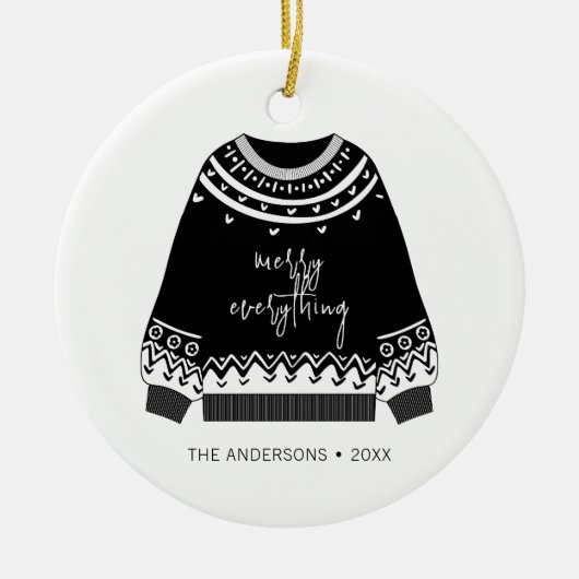 Moderne feestdag met kerstavond keramisch ornament (Voorkant)
