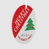 Moderne feestdag met rode en groene kerstbomen ornament (voorkant)