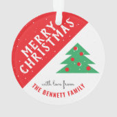 Moderne feestdag met rode en groene kerstbomen ornament (achterkant)