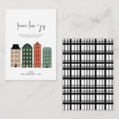 Moderne feestdag met vreugde en vrolijk kerstfeest notitiekaartje (Voorkant / Achterkant)