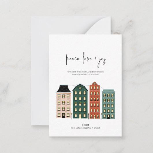 Moderne feestdag met vreugde en vrolijk kerstfeest notitiekaartje (Voorkant)