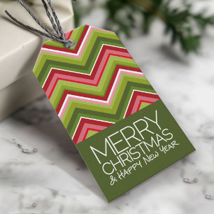 Moderne feestdag - Vrolijk rood met kerst Cadeaulabel