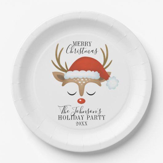 Moderne feestdag whimsical Reindeer kerstpapier Papieren Bordje (Voorkant)
