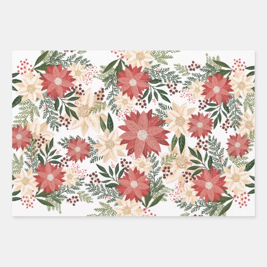 Moderne & Feestelijke Botanische Poinsettia Inpakpapier Vel (Voorkant 2)