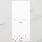 Moderne feestelijke Confetti bruiloft menu (Achterkant)