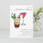 Moderne feestelijke kerstcocktailparty kaart (Staand voorkant)