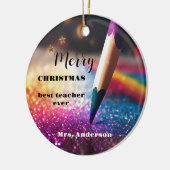 Moderne feestelijke potlood leraar dank u Kerstmis Keramisch Ornament (Links)