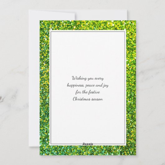 Moderne feestelijke pudding groen | GLITTER | Chri Feestdagenkaart (Achterkant)