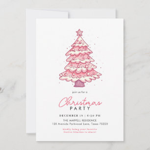 Moderne feestelijke roze kerstboom partij kaart