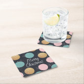 Moderne feestelijke Stippen Snowy Kerstmis Vierkante Kartonnen Onderzetter (Insitu)