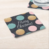 Moderne feestelijke Stippen Snowy Kerstmis Vierkante Kartonnen Onderzetter (Schuin)