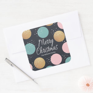 Moderne feestelijke Stippen Snowy Kerstmis Vierkante Sticker