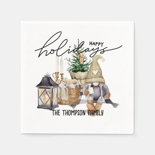 Moderne feestelijke waterverf Sinterklaas Wit Servet (Voorkant)