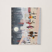 Moderne feestelijke winterkerstdorpen in Feestdage Legpuzzel (Verticaal)