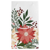 Moderne feestelijke witte poinsettia vakantie klein cadeauzakje (Achterkant)