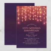 Moderne feestverlichting 10e trouwjubileum kaart (Voorkant / Achterkant)