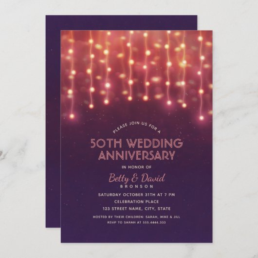 Moderne Feestverlichting 50-jarig Huwelijksjubileu Kaart (Voorkant / Achterkant)