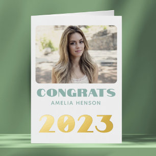 Moderne felicitatie afgestudeerde naam foto  folie wenskaart