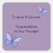 Moderne Felicitatie Met Je Huwelijk Violet Vierkante Sticker (Voorkant)