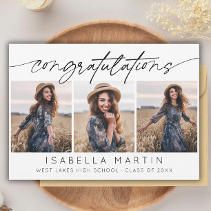 Moderne Felicitaties Afstuderen 3 Foto Script Kaart