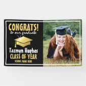 Moderne felicitaties! Goud 2025 Afstuderen Foto Spandoek (Horizontaal)