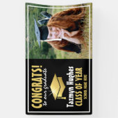 Moderne felicitaties! Goud 2025 Afstuderen Foto Spandoek (Verticaal)