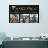 Moderne felicitaties script 3 foto's goud zwart spandoek (Beurs)