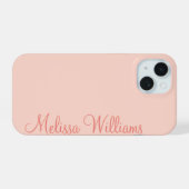 Moderne Feminine Solide Rose Soft Script Nom perso (Verso Horizontal)