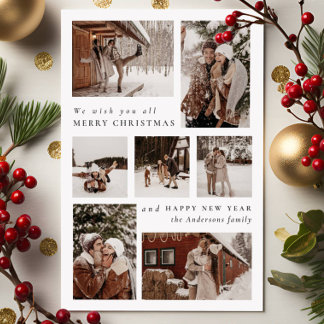 Moderne Festive zeven Foto collage Kerstmis Feestdagenkaart