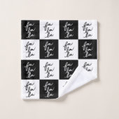 Moderne Festive Zwart en Wit Fa La La Kerst Bad Handdoek (Wasdoekje)