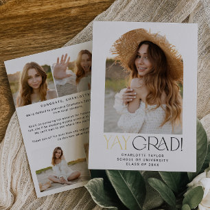 Moderne Fete Folie Yay Afstudeerder Foto Arch Afst Folie Uitnodiging