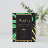 Moderne Feuille Tropicale Gold Black Mariage Budge (Debout devant)