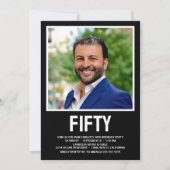 Moderne FIFTY Foto 50th Birthday Party Kaart (Voorkant)