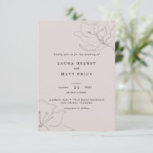 Moderne fijne bleekroze bruiloft kaart (Staand voorkant)