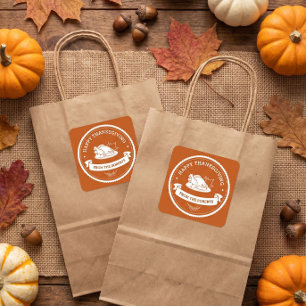Moderne fijne Thanksgiving oranje Vierkante Sticker