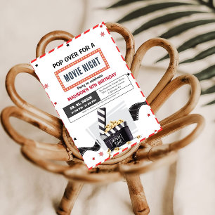 Moderne Film Nacht Verjaardagsfeestuitnodiging Kaart