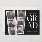 Moderne Filmstrip Black 6 Foto Afstuderen Aankondiging (Voorkant)