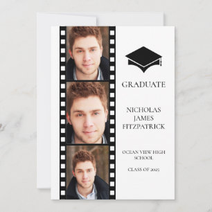 Moderne filmstrook foto afstudeer aankondiging