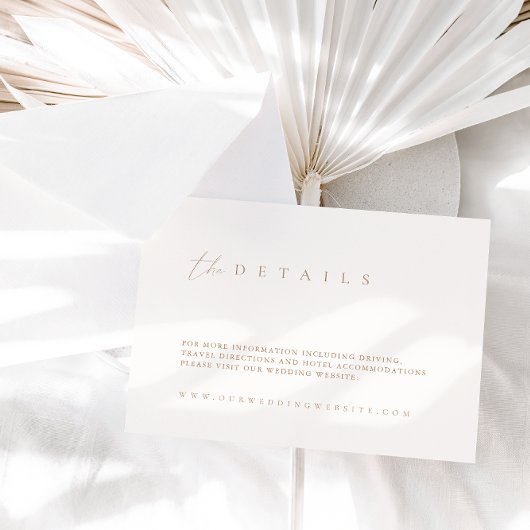 Moderne fiory beige bruiloft - Versluitingskaart Informatiekaartje