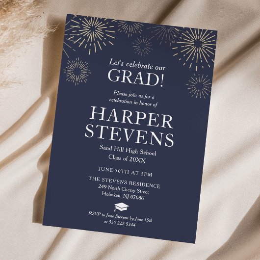 Moderne Fireworks Graduation Party Invitation