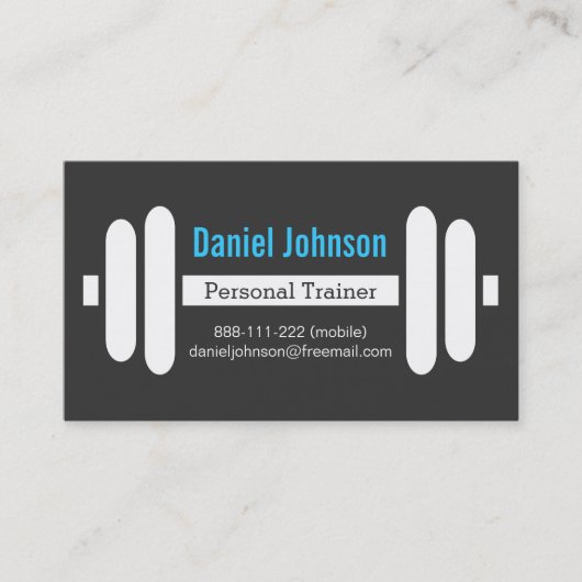 Moderne fitness Personal Trainer Gewicht zwart Visitekaartje (Voorkant)