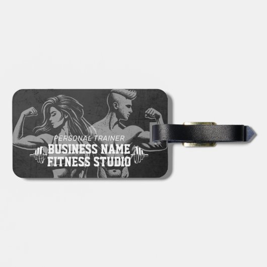 Moderne Fitness Trainer Bodybuilding Gym Instructo Bagagelabel (Achterkant horizontaal)