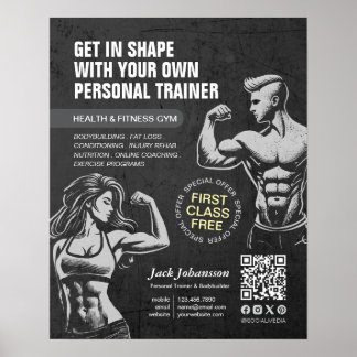 Moderne Fitness Trainer Bodybuilding Gym Instructo Poster