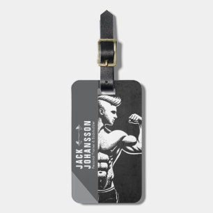 Moderne fitness trainer bodybuilding sportschool i bagagelabel