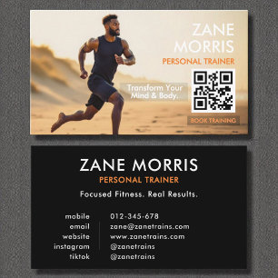 Moderne Fitness Trainer Foto QR-code Visitekaartje