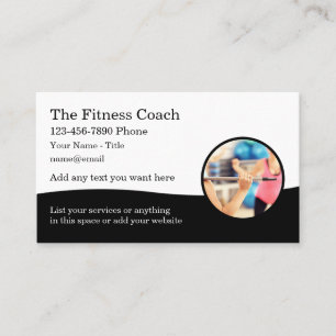 Moderne fitnesscoach en lessen visitekaartje
