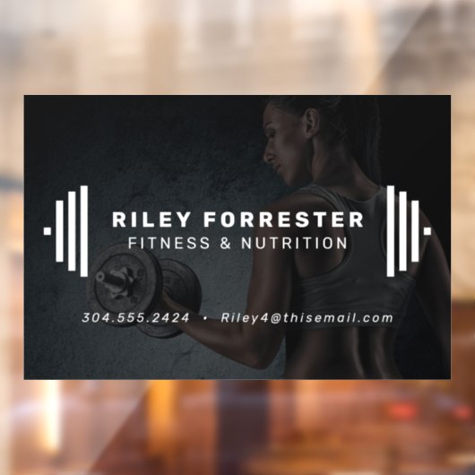 Moderne fitnesstrainer barbell-fotobusiness raamsticker (Vel 2)