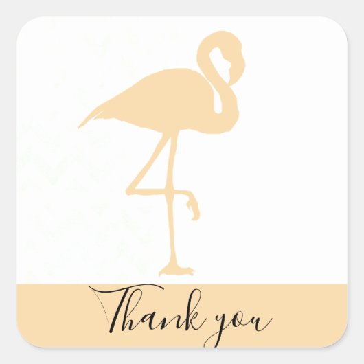 Moderne Flamingo, Dank u vierkant Sticker (Voorkant)