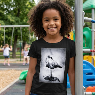 Moderne Flamingo Zwart en Wit Aquarel Kunst T-shirt