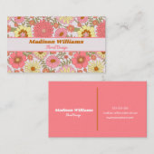 Moderne flessenroze bloemen visitekaartje (Voorkant / Achterkant)